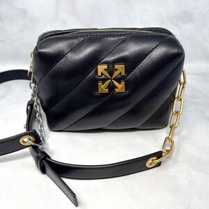 OFF-WHITE Jackhammer Quilted Leather Chain Strap Crossbody Purse Camera Bag